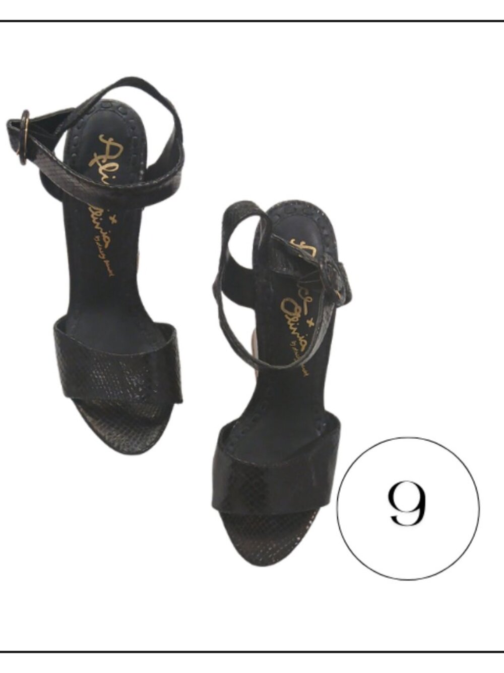 Alice‎ + Olivia Black Textured Open-Toe Ankle-Strap Heels